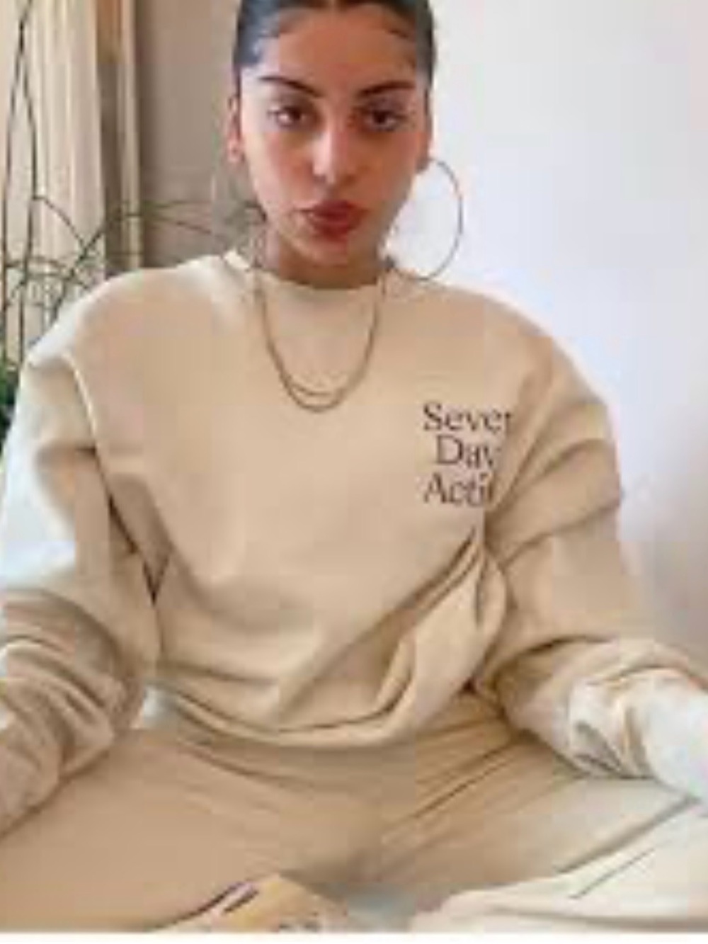 7 Days Active Seven Days Active Logo Crewneck Sweatshirt One Size Cream